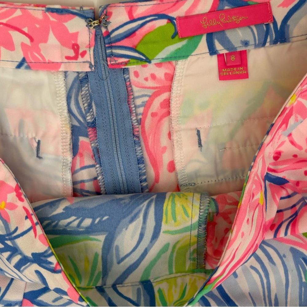 Lilly Pulitzer High Waist Shorts - Pink, Blue, Green Floral - Picture 2 of 6